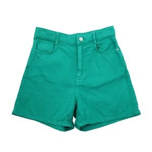 Zara Green High Rise Denim Shorts Size 4 Emerald Teal Summer Jean Shorts